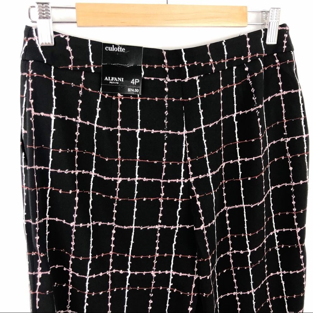 Alfani Art Blossom Checkered Culotte Pants Size 4P - Picture 9 of 15